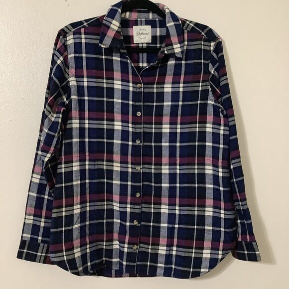 Jachs Girlfriend Boyfriend Fit Outdoorsy Blue Plaid Hiking Camping Fall Shirt M - Picture 1 of 8